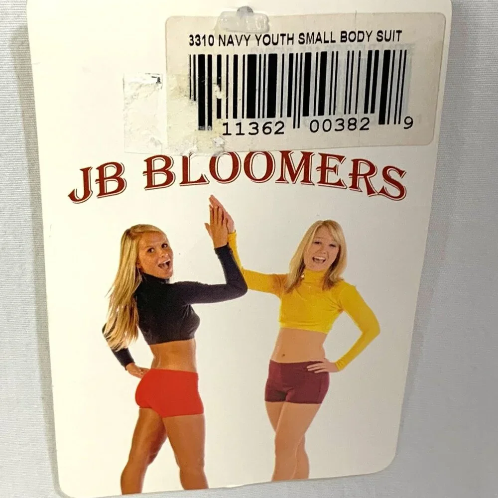 J.B. Bloomers Navy Youth Small Mockneck Long Sleeve Bodysuit Leotard Zip Back